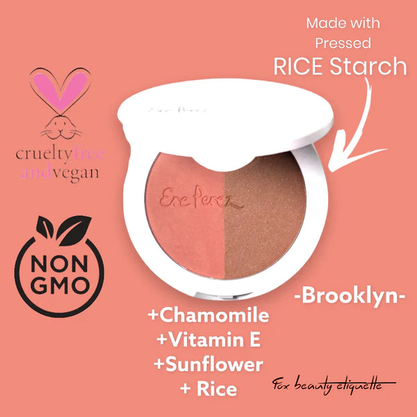 Ere Perez Rice Powder Blush & Bronzer - Brooklyn - Qiyorro